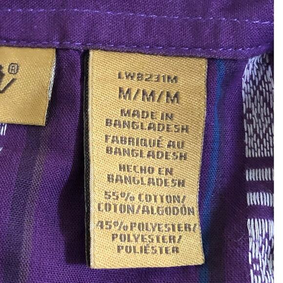 Wrangler NWT Purple Pink Striped Square Pearl Snap Button Down Shirt Size M - Picture 3 of 6
